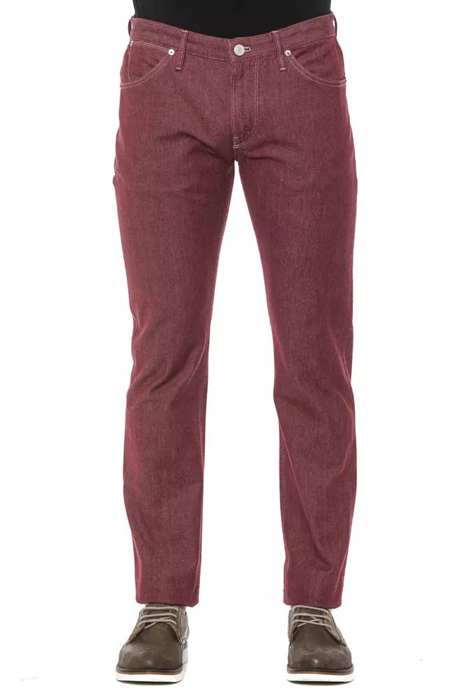 PT Torino Elegant Super Slim Burgundy Trousers