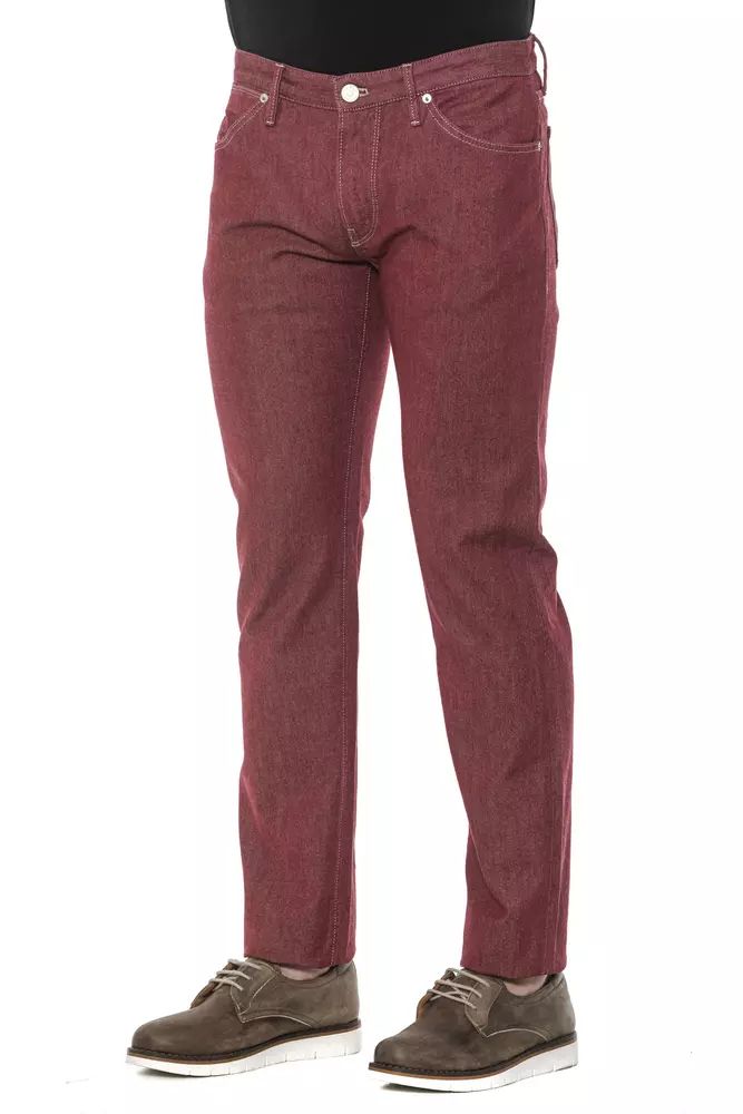 PT Torino Elegant Super Slim Burgundy Trousers