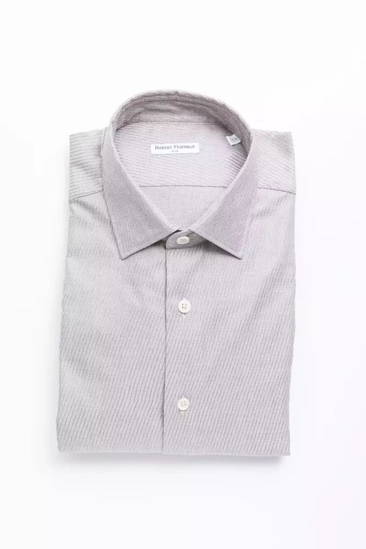 Robert Friedman Timeless Beige Cotton Slim Collar Shirt