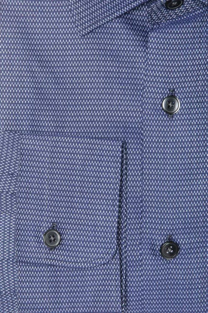 Robert Friedman Elegant Blue Cotton Slim Collar Shirt