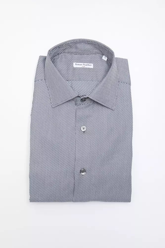 Robert Friedman Sleek Medium Slim Collar Cotton Shirt