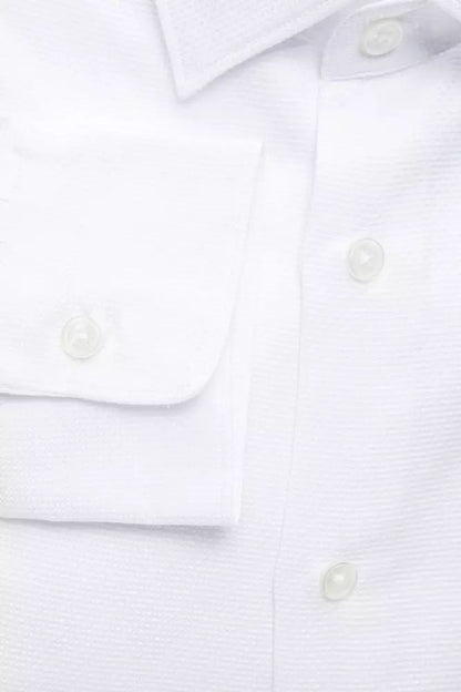 Robert Friedman Elegant White Slim-Fit Cotton Shirt