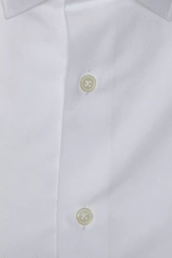 Robert Friedman Elegant White Cotton Slim Shirt for Men