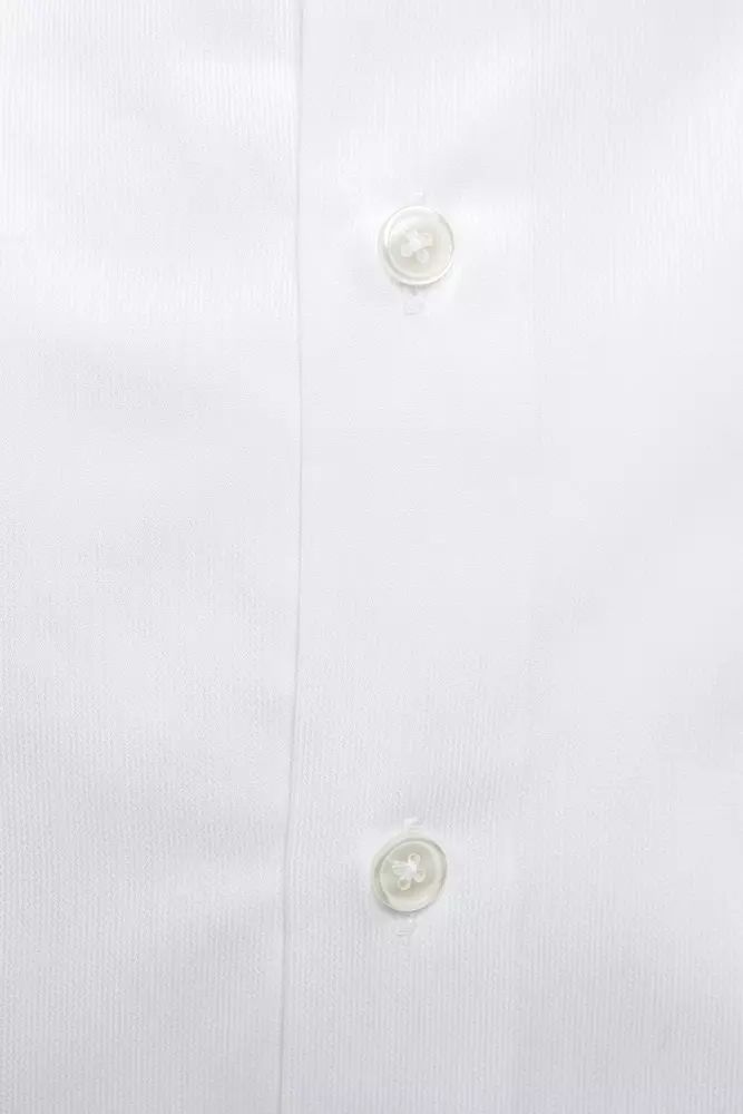 Robert Friedman Elegant White Cotton Slim Collar Shirt