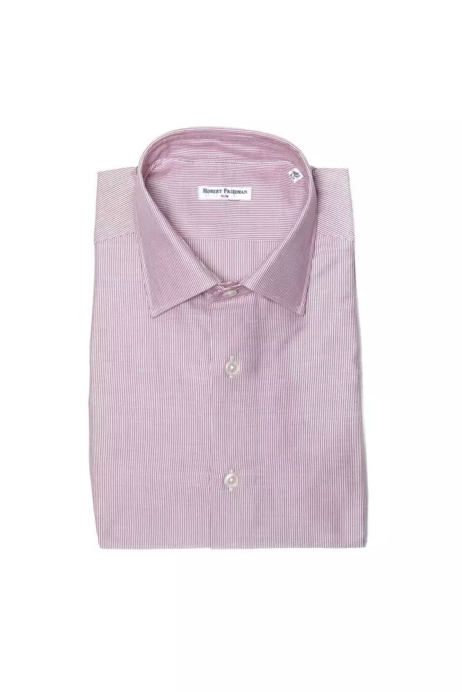 Robert Friedman Chic Pink Cotton Slim Collar Shirt