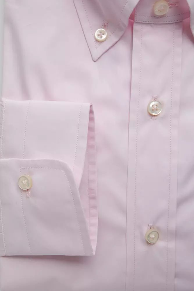 Robert Friedman Elegant Pink Cotton Button-Down Shirt