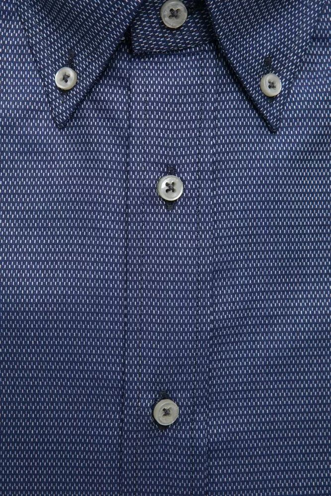 Robert Friedman Elegant Blue Cotton Button Down Shirt