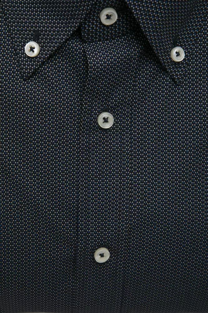 Robert Friedman Elegant Black Cotton Button-Down Shirt