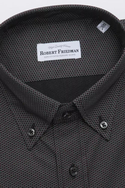 Robert Friedman Elegant Cotton Button-Down Shirt in Black