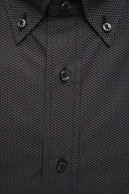 Robert Friedman Elegant Cotton Button-Down Shirt in Black