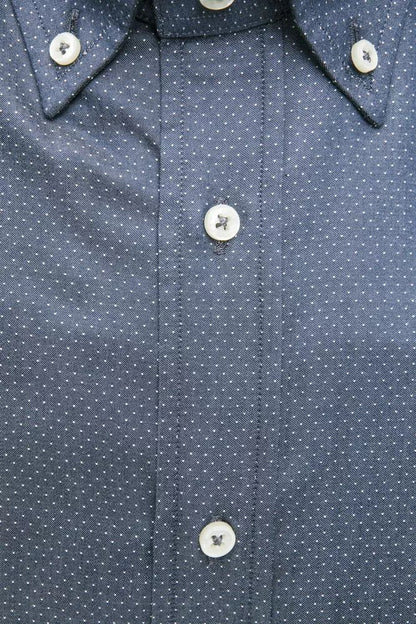 Robert Friedman Elegant Blue Cotton Regular Fit Shirt