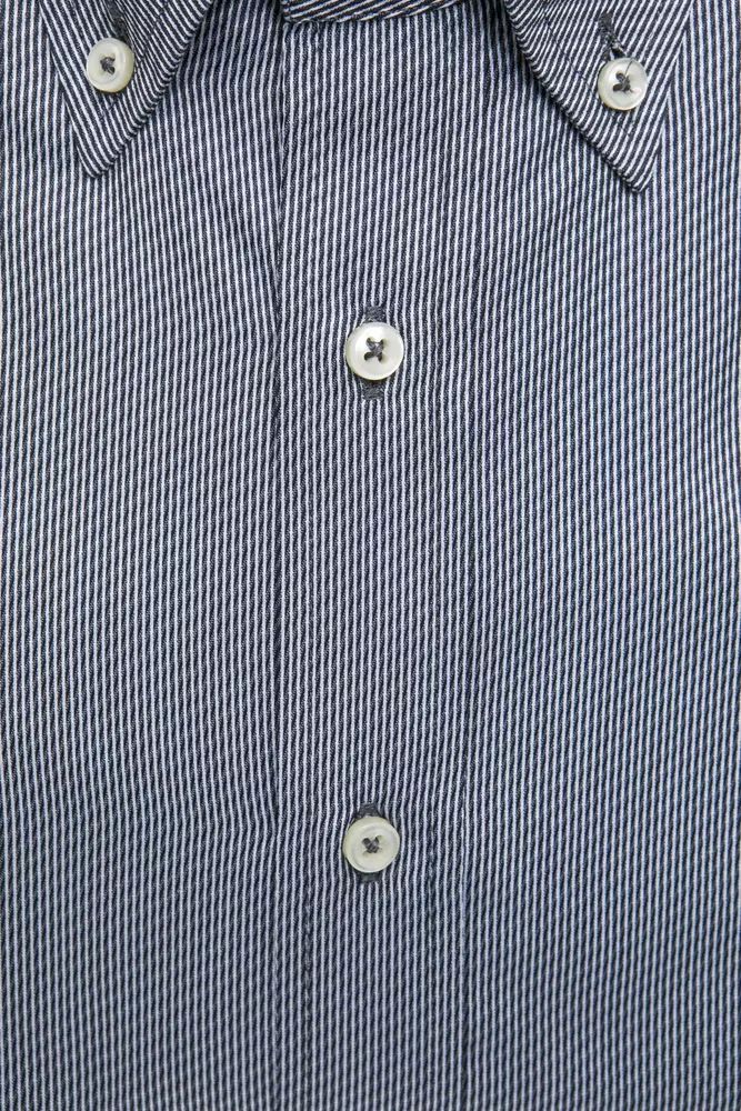 Robert Friedman Elegant Blue Cotton Button-Down Shirt