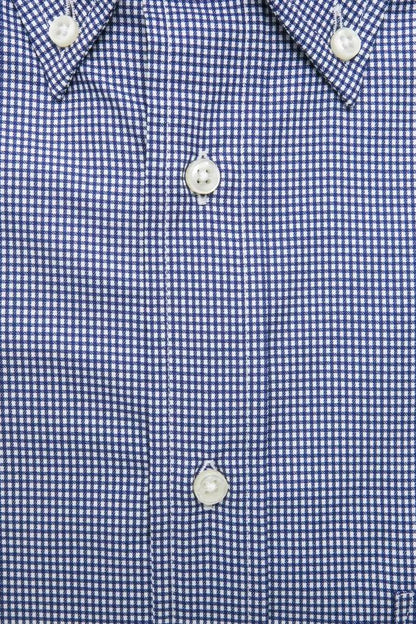 Robert Friedman Elegant Blue Cotton Button-Down Shirt