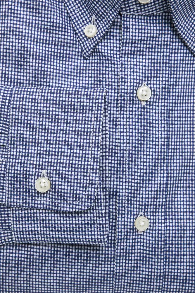 Robert Friedman Elegant Blue Cotton Button-Down Shirt