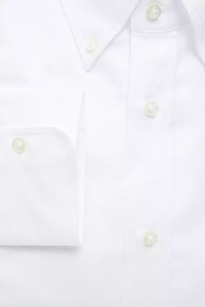 Robert Friedman Elegant White Cotton Button-Down Shirt