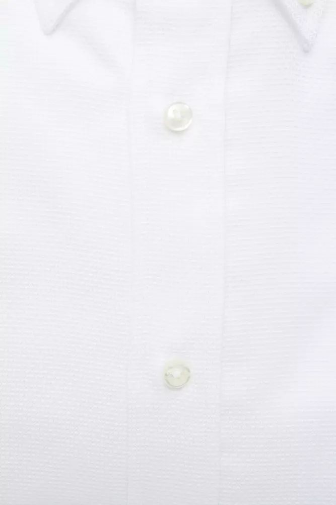 Robert Friedman Elegant White Cotton Button-Down Shirt