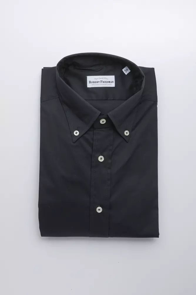 Robert Friedman Elegant Black Button Down Regular Shirt