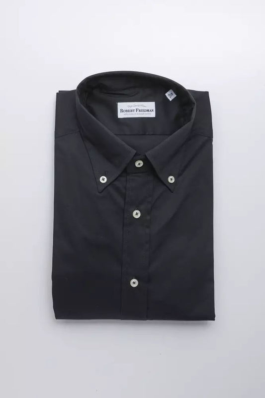 Robert Friedman Elegant Black Button Down Regular Shirt