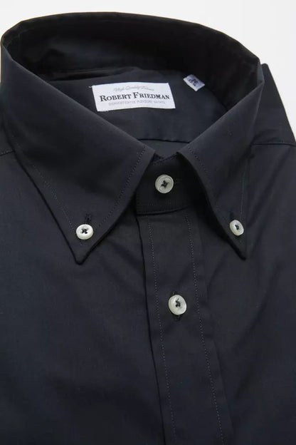 Robert Friedman Elegant Black Button Down Regular Shirt