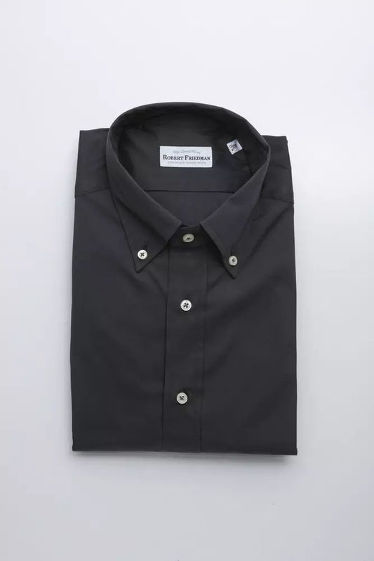 Robert Friedman Elegant Gray Button-Down Shirt for Men