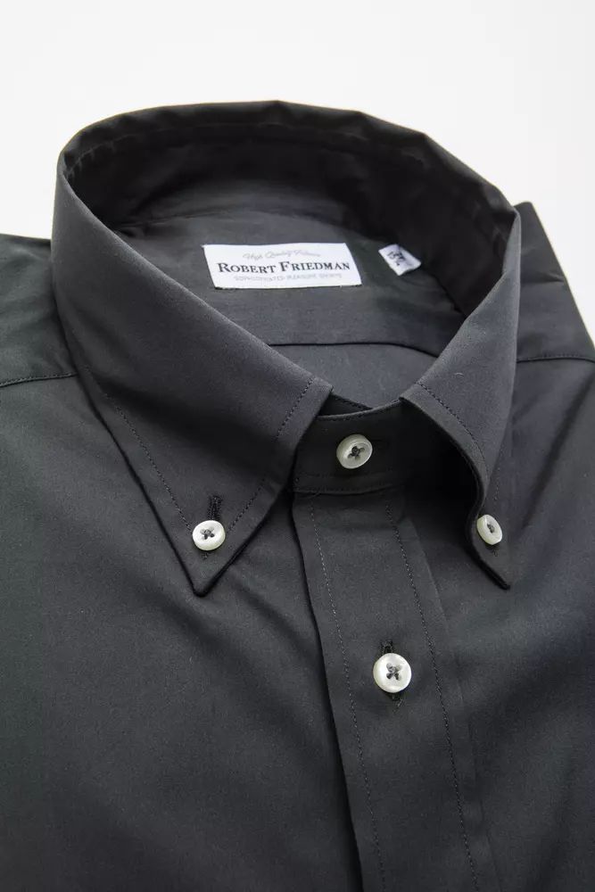 Robert Friedman Elegant Gray Button-Down Shirt for Men