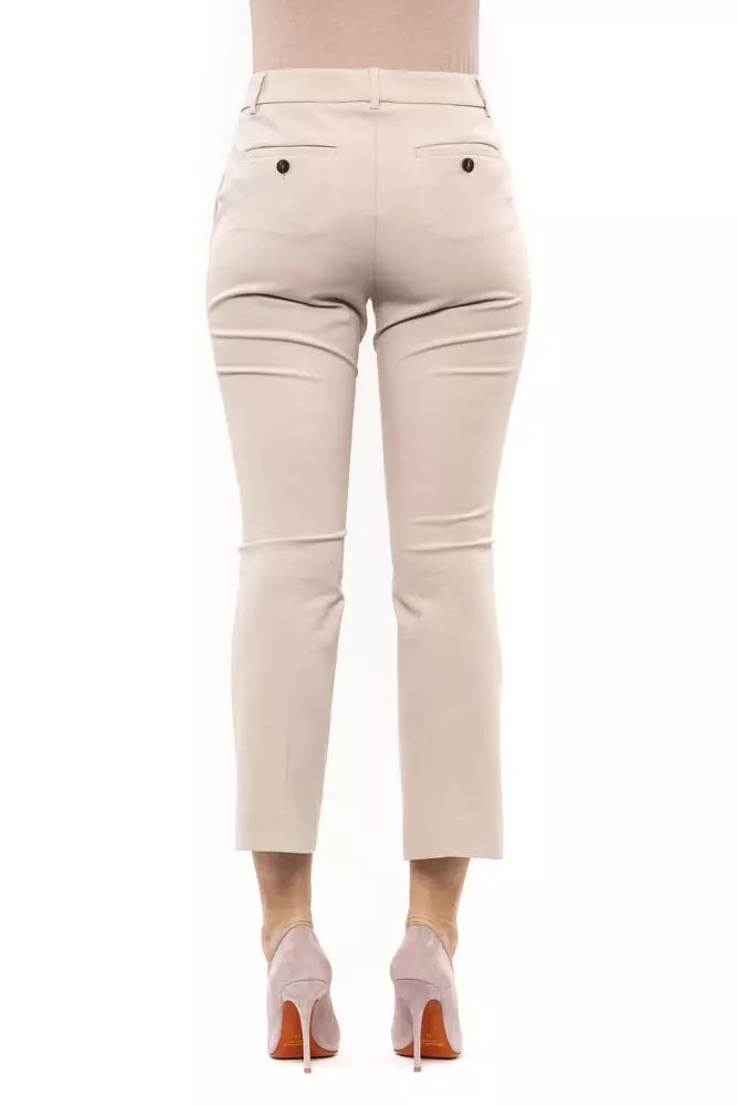 Peserico Elegant Beige Stretch Slim Trousers