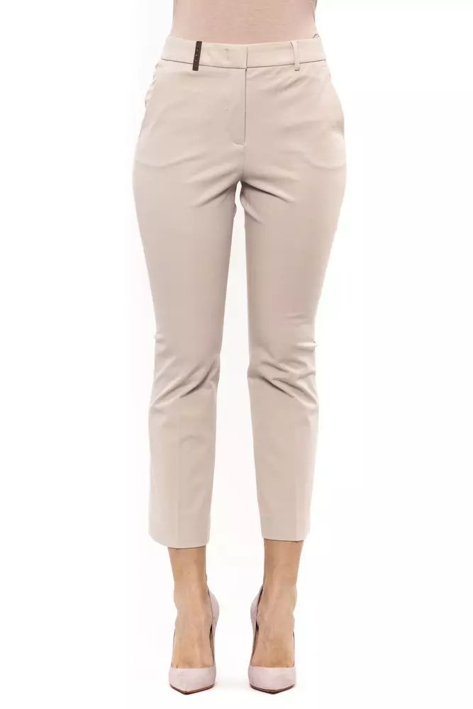 Peserico Elegant Beige Stretch Slim Trousers