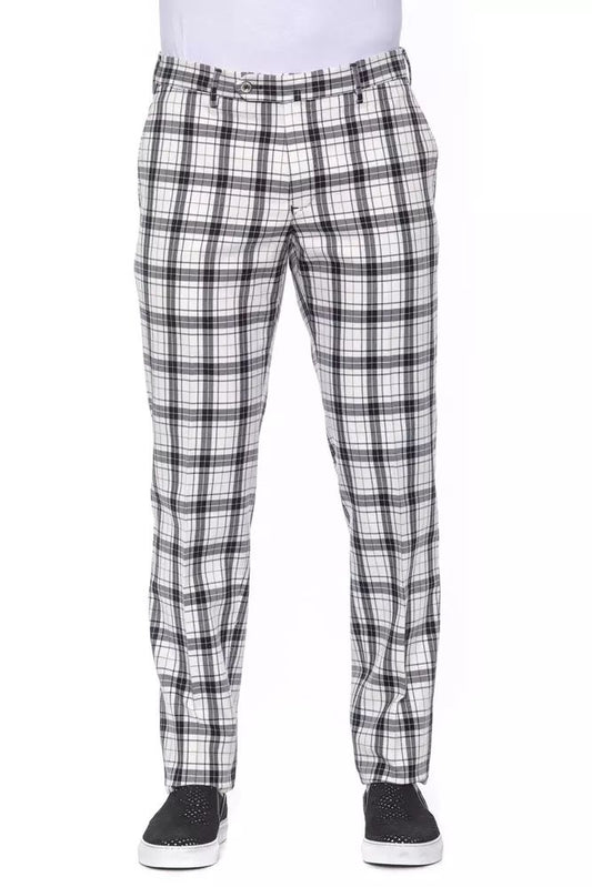 PT Torino Elegant Checked Cotton Trousers