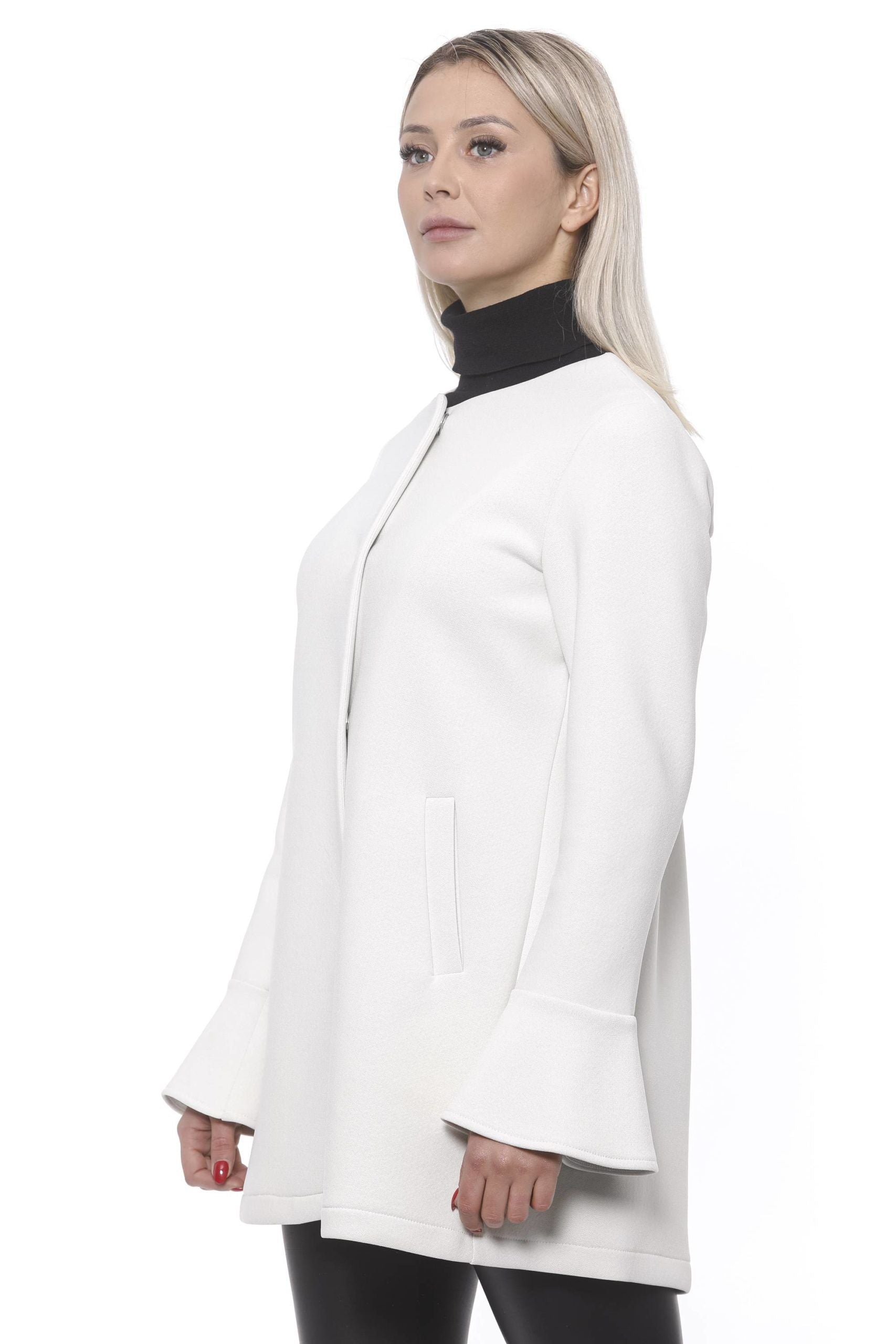 19V69 Italia Elegant White Neoprene Woman Coat