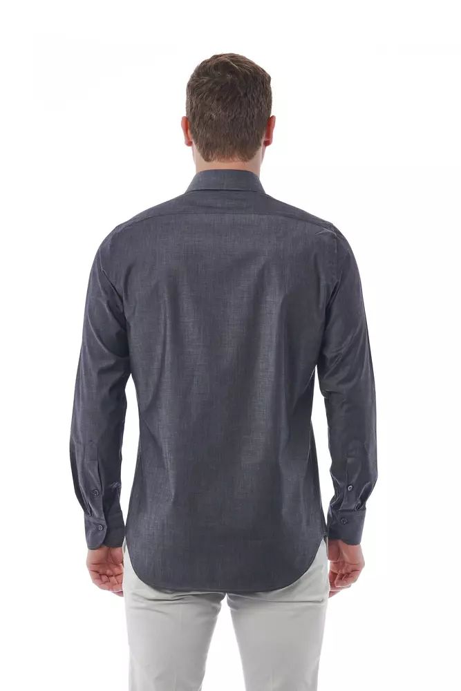 Bagutta Sophisticated Gray Italian Collar Shirt