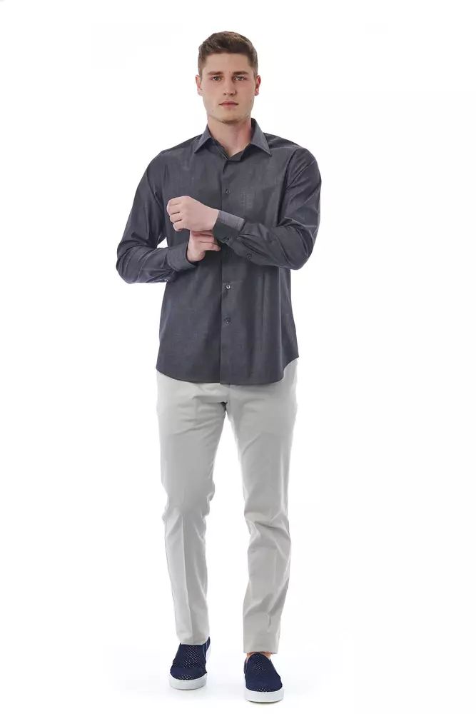 Bagutta Sophisticated Gray Italian Collar Shirt