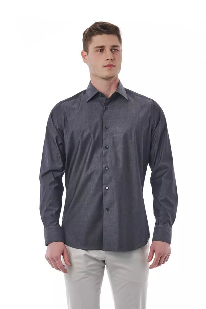 Bagutta Sophisticated Gray Italian Collar Shirt