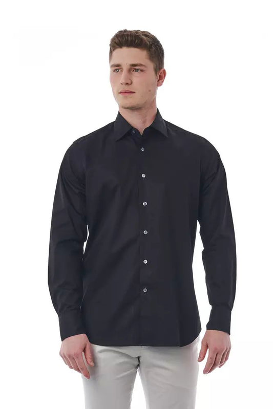 Bagutta Elegant Black Cotton Italian Shirt