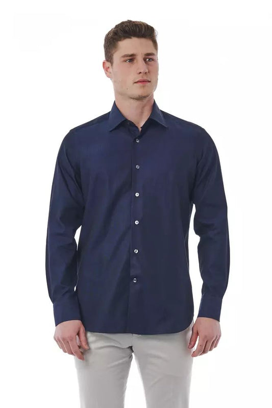 Bagutta Elegant Blue Regular Fit Italian Collar Shirt