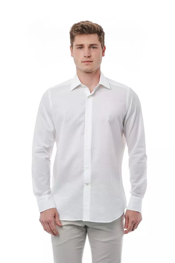 Bagutta Elegant White Italian Collar Cotton Shirt