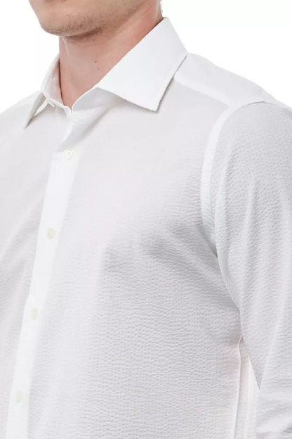 Bagutta Elegant White Italian Collar Cotton Shirt