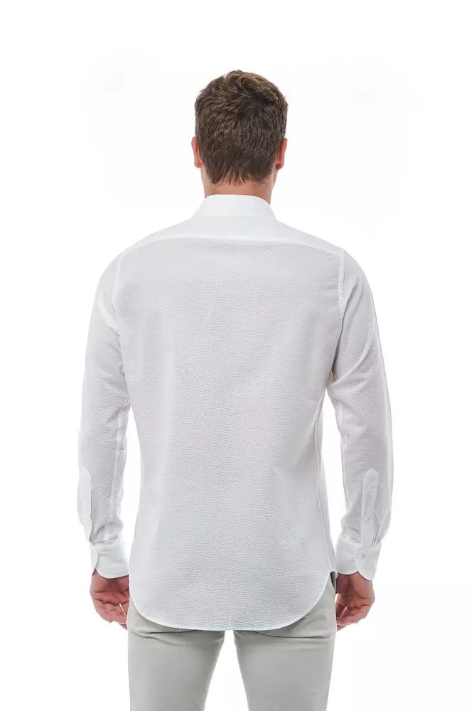 Bagutta Elegant White Italian Collar Cotton Shirt