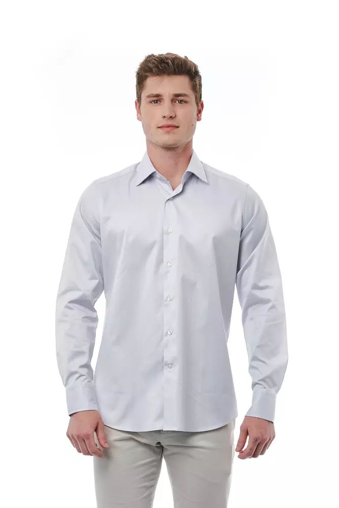 Bagutta Regular Fit Italian Collar Shirt in Gray