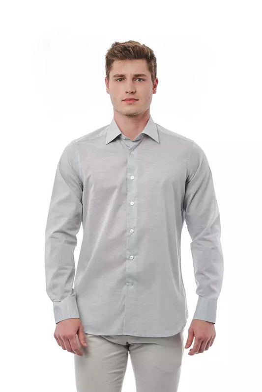 Bagutta Elegant Gray Regular Fit Italian Collar Shirt