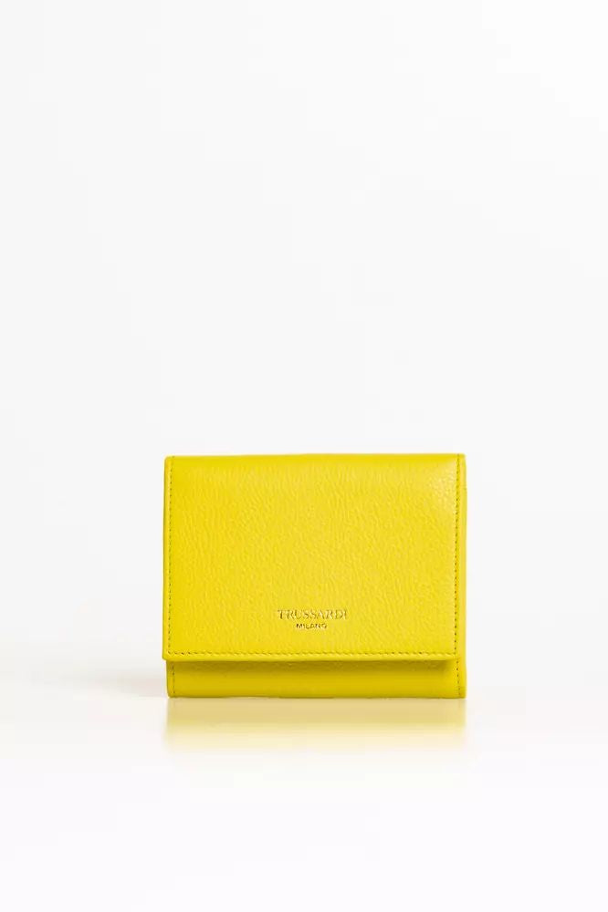 Trussardi Elegant Yellow Mini Leather Wallet