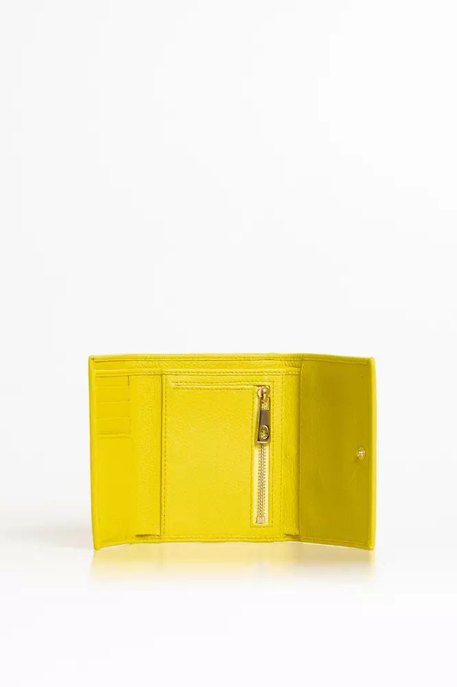 Trussardi Elegant Yellow Mini Leather Wallet