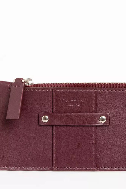 Trussardi Elegant Soft Leather Card Holder in Rich Brown