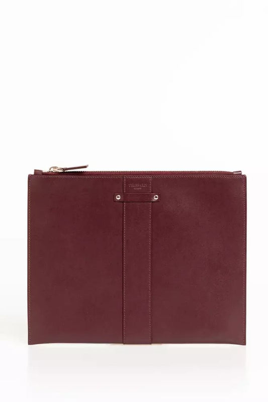 Trussardi Elegant Calfskin Clutch with Logo Detailing