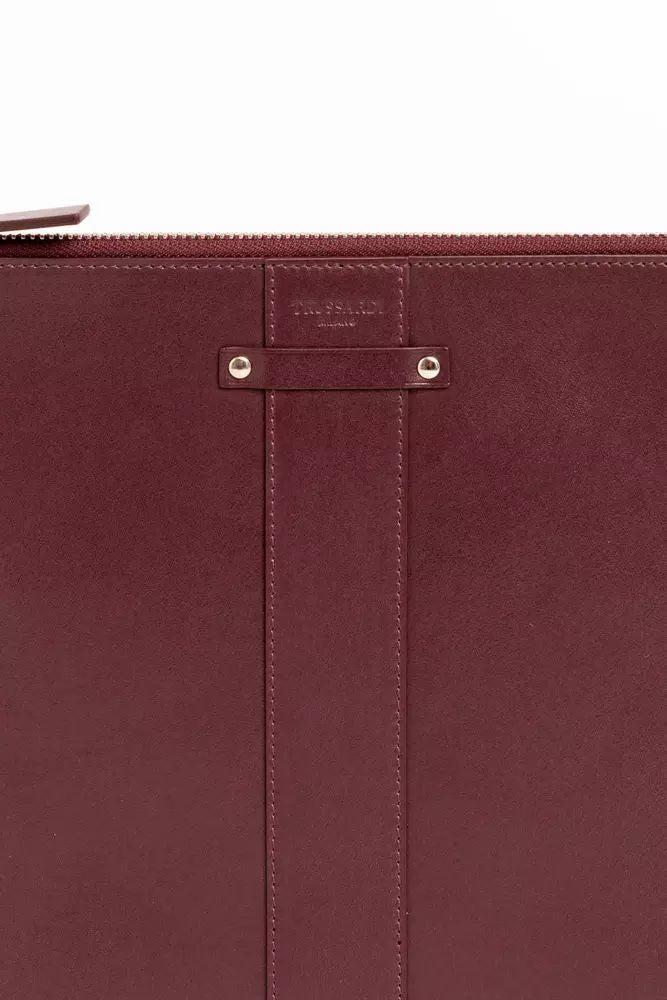 Trussardi Elegant Calfskin Clutch with Logo Detailing