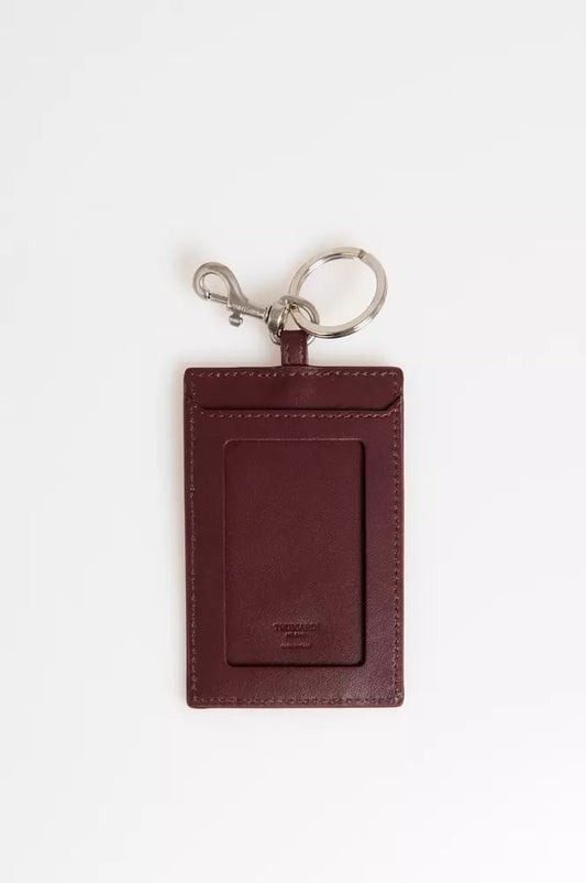 Trussardi Elegant Leather Keychain with Stud Accents