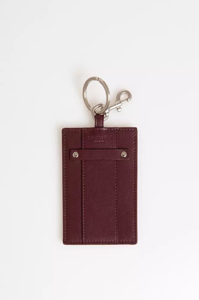 Trussardi Elegant Leather Keychain with Stud Accents