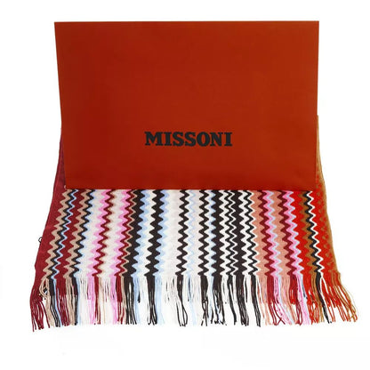 Missoni Geometric Pattern Fringed Scarf in Vibrant Tones