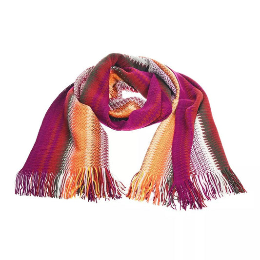 Missoni Geometric Pattern Fringed Scarf in Vibrant Hues