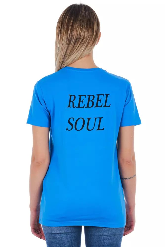 Frankie Morello Chic Light Blue Graphic Tee