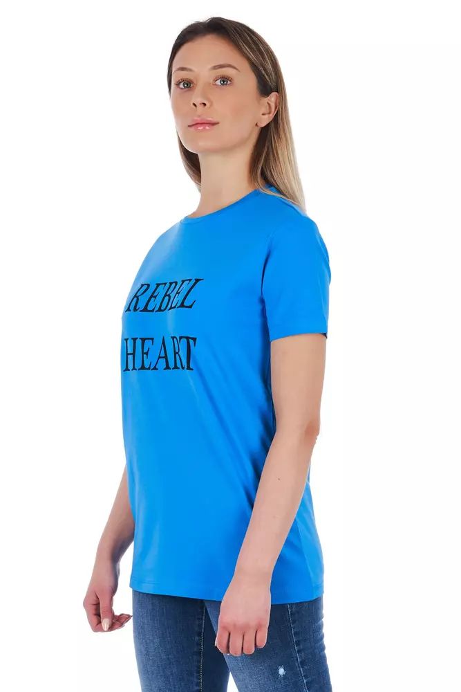 Frankie Morello Chic Light Blue Graphic Tee